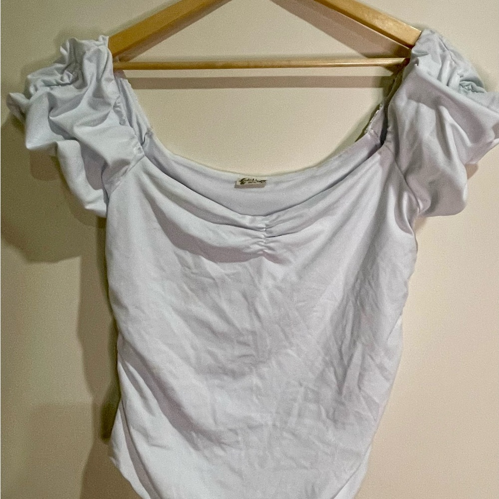 White Ruffle Sleeve Bodysuit by FP